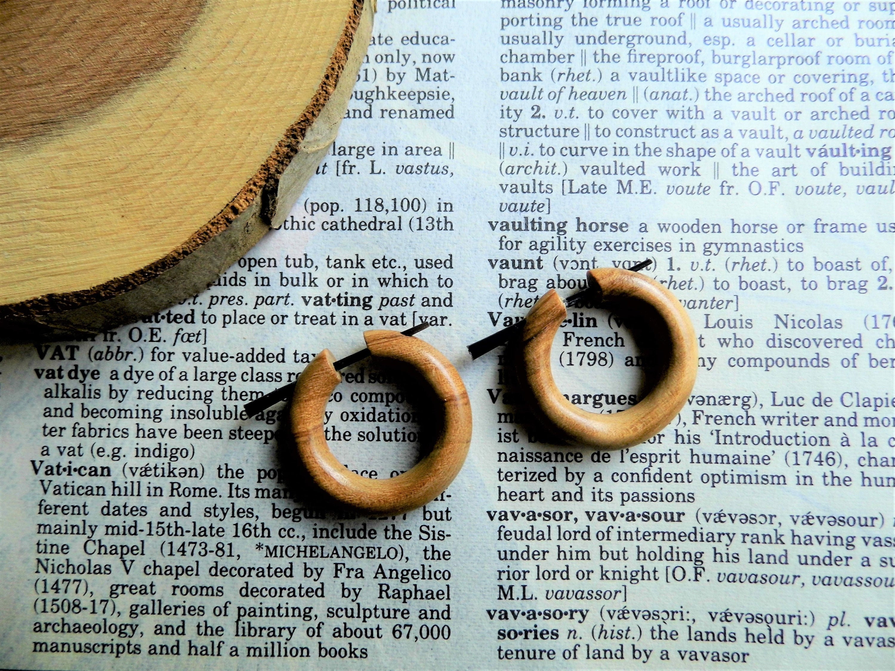 Handmade OLIVE WOOD HOOP Earrings Small Wooden Hoops Creole Cream Womens Eco Jewellery Sustainable Earring Women Stunning Grain + Gift Bag