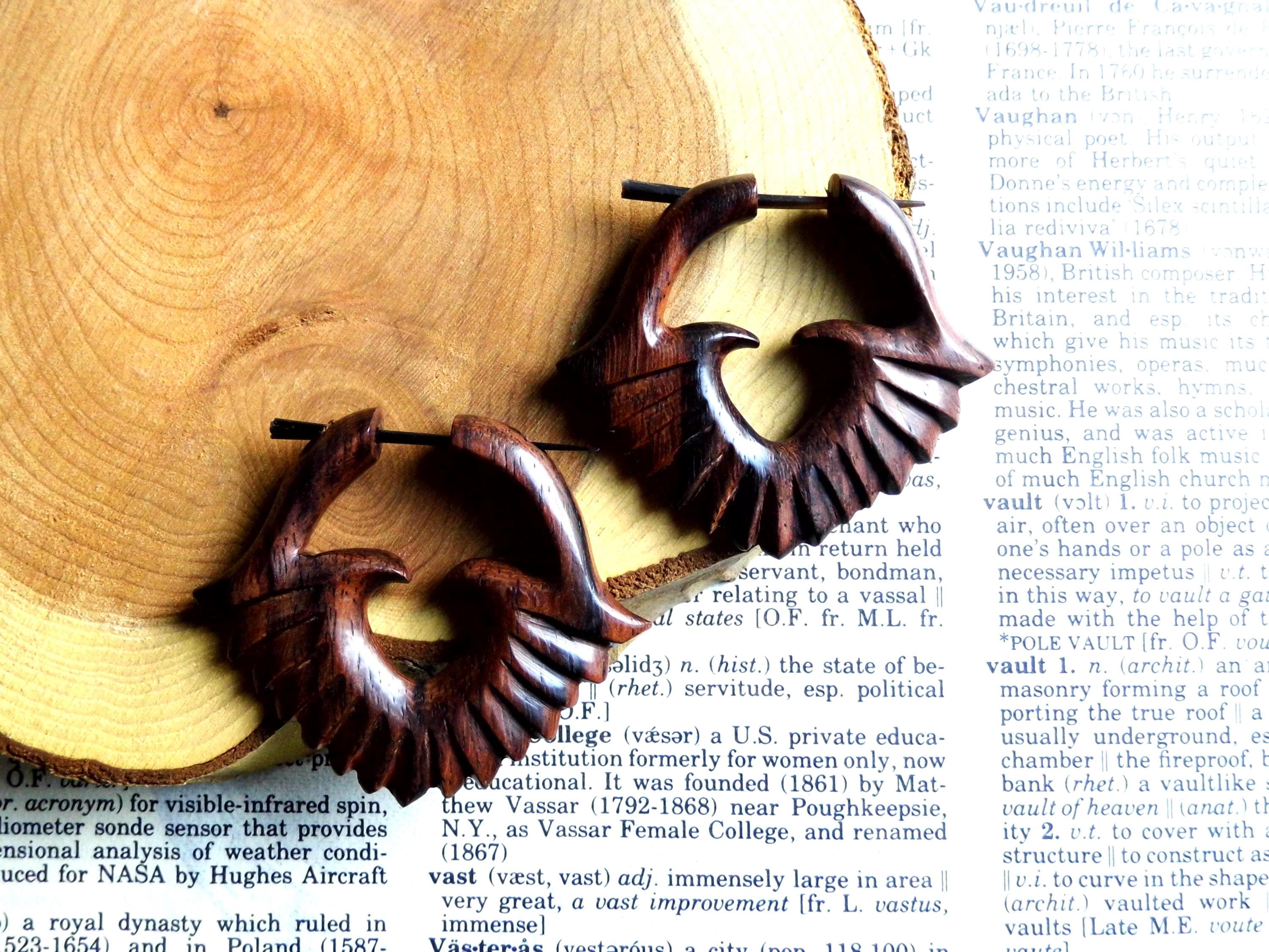 Orecchini in legno di ispirazione africana - Pendenti geometrici leggeri - Pendenti moderni - Gioielli estetici afrocentrici sostenibili - Italia