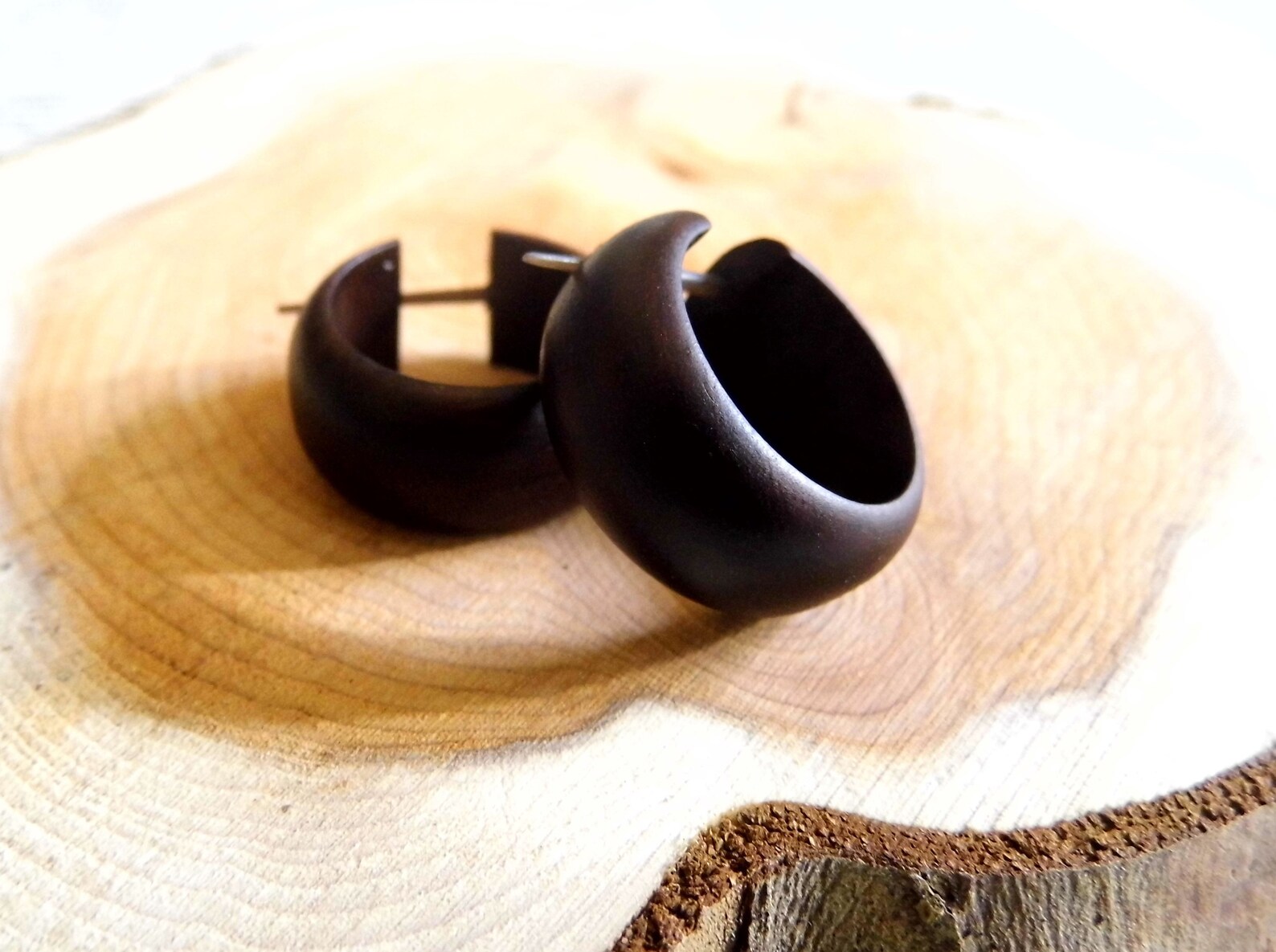 Handmade WOODEN EARRINGS Hoops // Womens Women Wood Earrings Etsy UK