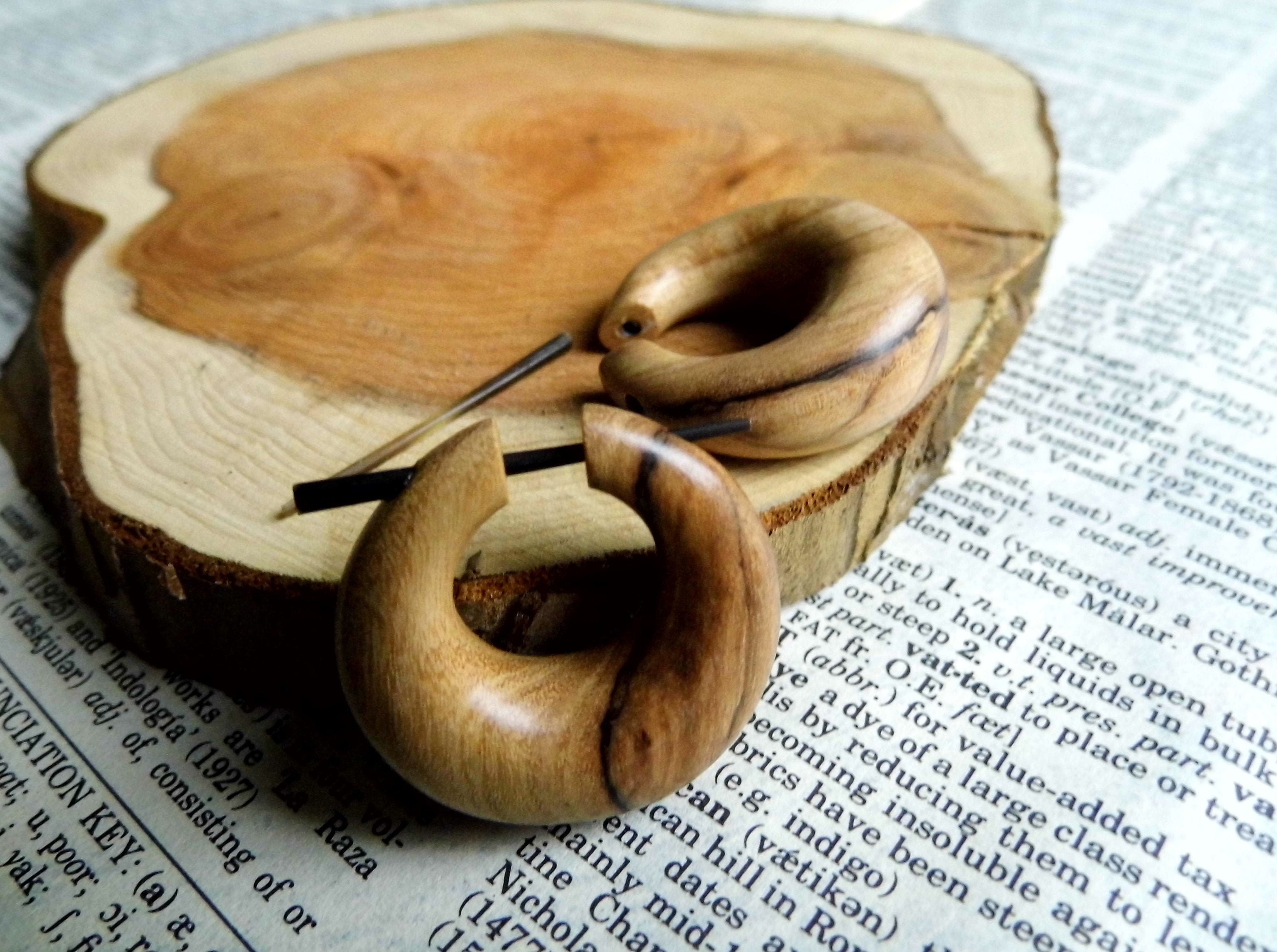 Handmade OLIVE WOOD HOOPS Organic Wooden Earrings Hoop Creole