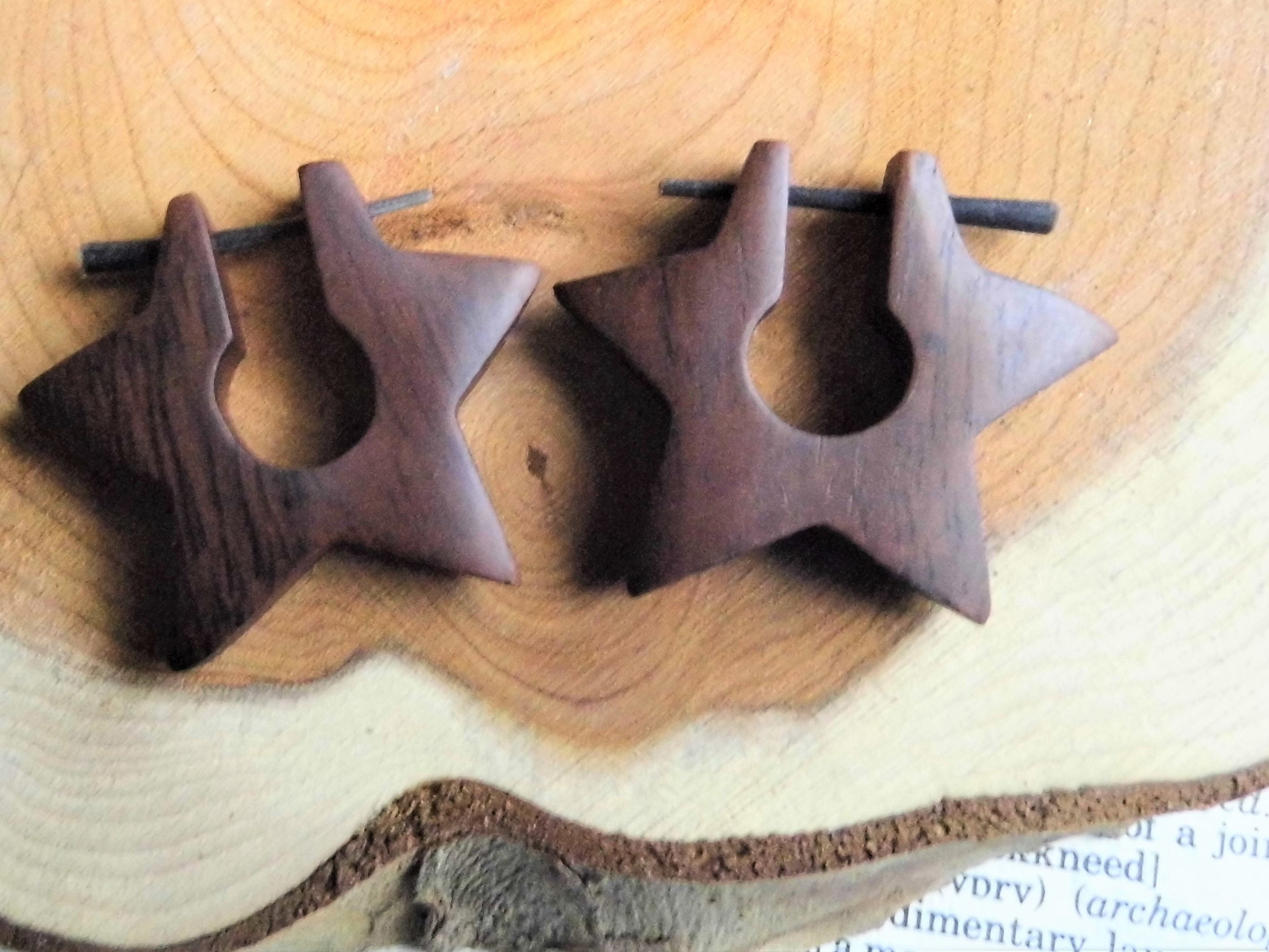 Boucles D'oreilles Créoles En Bois Foncé - Paire Naturelle Bio Pour Femme - Neuf Sans Emballage