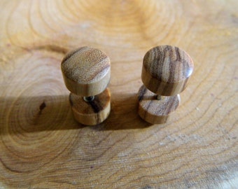 Handmade OLIVE WOOD Earring Stud Eco Organic Fake Flesh Plug Gauge Stretcher Round Wooden Small Unisex Men Women Eco Sustainable Vegan