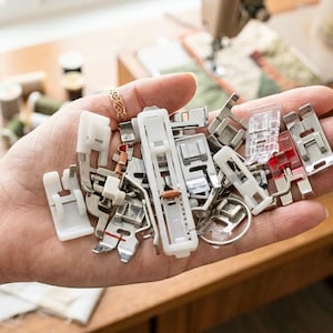 NEW Low Shank Sewing Machine Presser Foot Set, Zipper, Button Janome Brother Singer