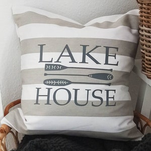 Cushion cover, cushion striped in beach house style