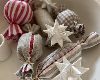 Caramelos para decoración, caramelos, caramelos de tela y estrellas, estrellas de Froebel