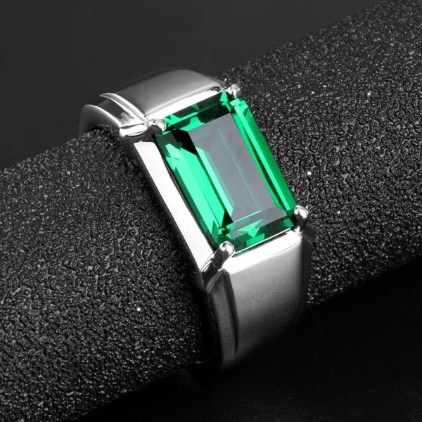Lab Created Emerald Ring Etsy