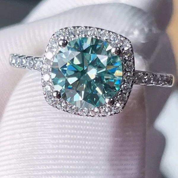 Aquamarine Halo Ring Etsy