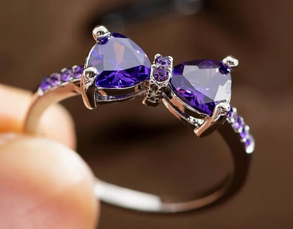 Lab Created Amethyst Ring in Sterling Silver 925 for Women