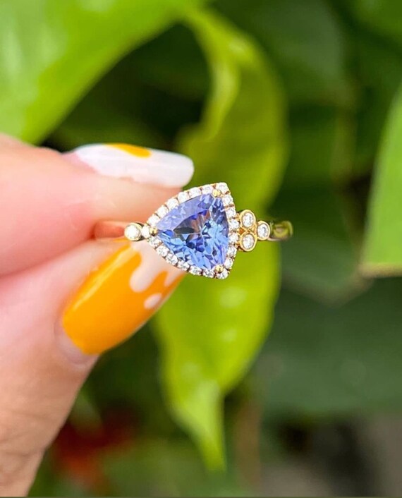Lab created tanzanite ring deals