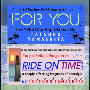 Tatsuro Yamashita Bumper Sticker Bundle – For You / Ride on Time – City Pop