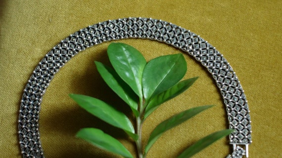 Sterling Silver Marcasite Statement Necklace & Br… - image 6
