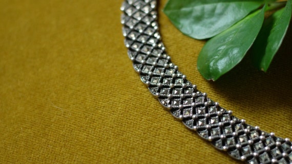 Sterling Silver Marcasite Statement Necklace & Br… - image 8