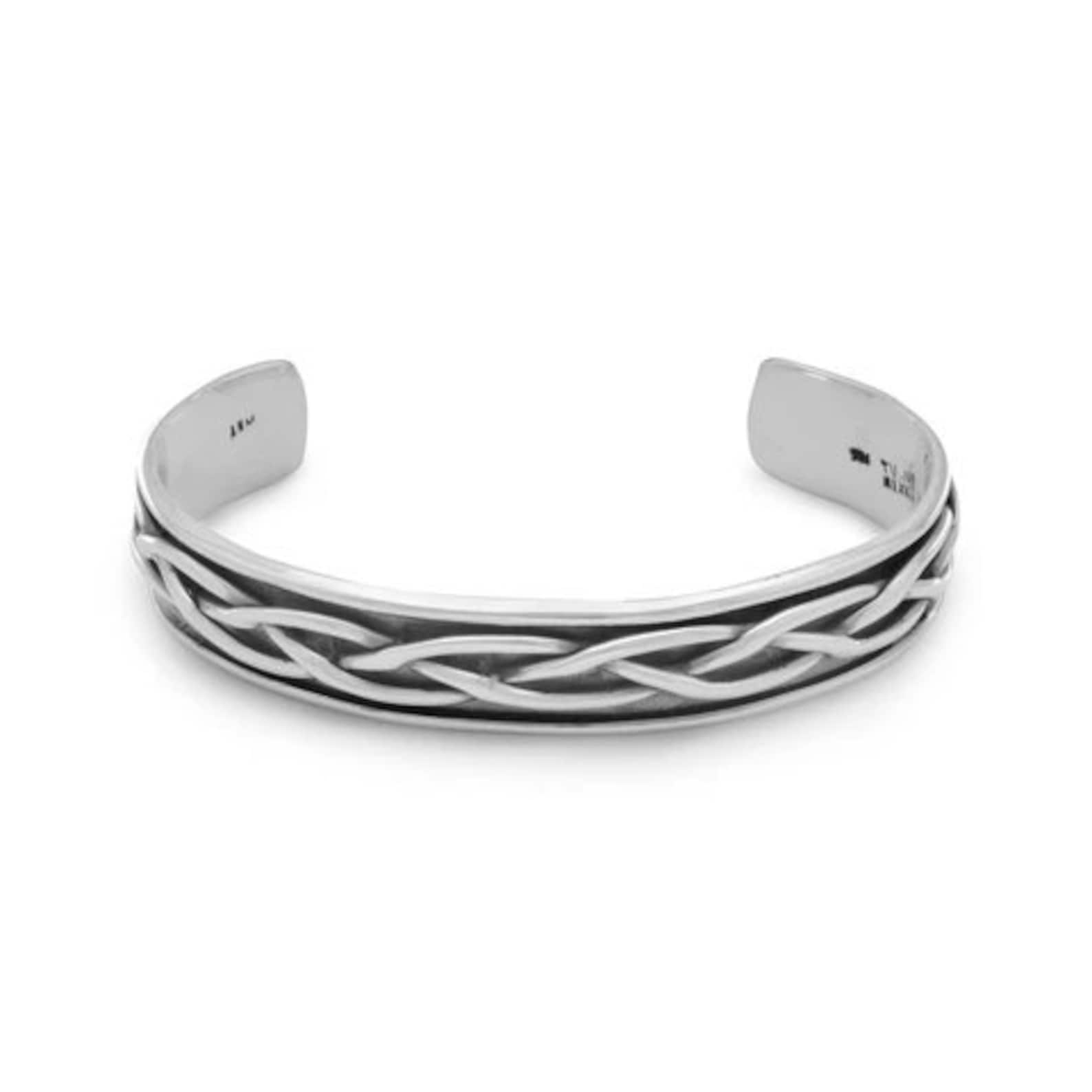 Men's Oxidized Sterling Silver Braided Cuff Bracelet Etsy