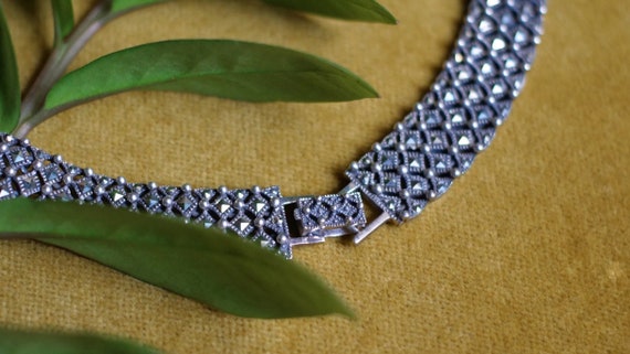 Sterling Silver Marcasite Statement Necklace & Br… - image 9