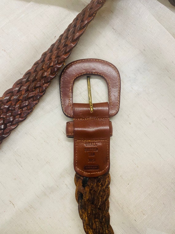 Vintage Coach Woven Leather Belt / Solid Brass Buckle / Size  display picture 2