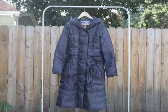 vintage long down coat / Metallic luster / full le