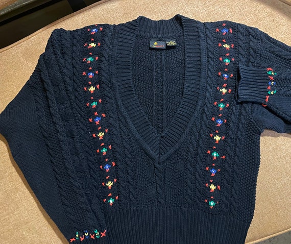 Vintage Lizsport sweater black / 100% cotton / Si… - image 4