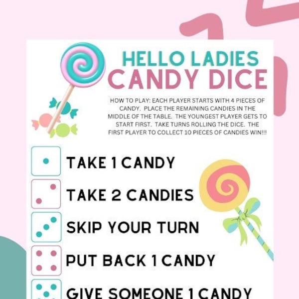 Ladies Ice Breaker Candy Dice Game - Bible Study Games, Ladies Game, Tween Game, Teen Game, Birthday Game, Ice Breaker, Easy Ice Breaker