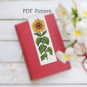 Sunflower bookmark cross stitch pattern PDF