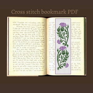 Bookmark outlander Cross stitch bookmark Outlander cross stitch Thistle bookmark