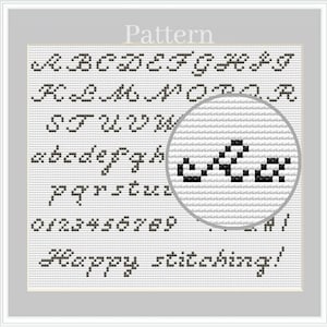 Cursive font cross stitch pattern, Cursive alphabet hand embroidery pattern, Cross stitch letters