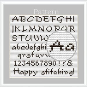 Cross stitch alphabet pattern with small xstitch letters and numbers
