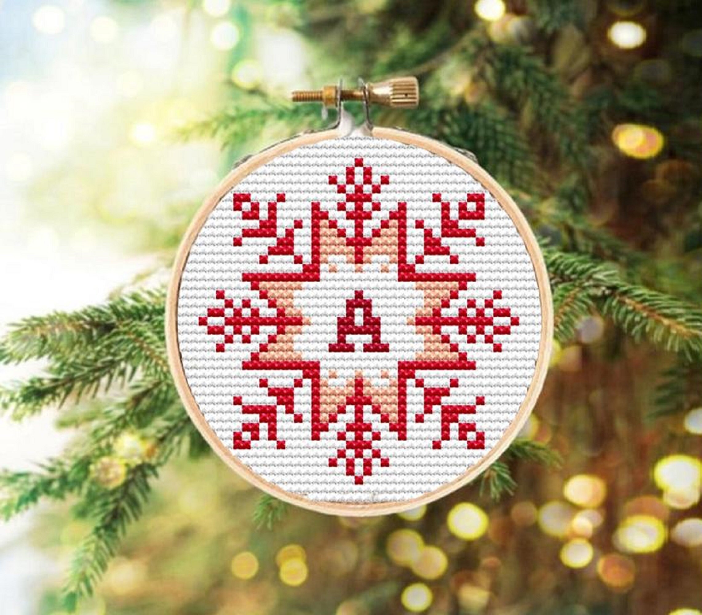 Christmas Log Carrier Ornament Cross Stitch Pattern