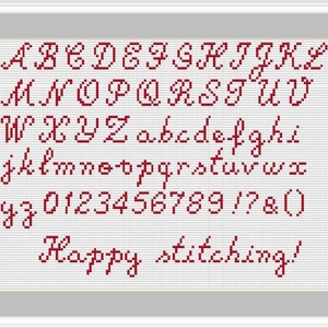 Cursive alphabet cross stitch pattern, Cross stitch font, Cross stitch letters, Cross stitch numbers