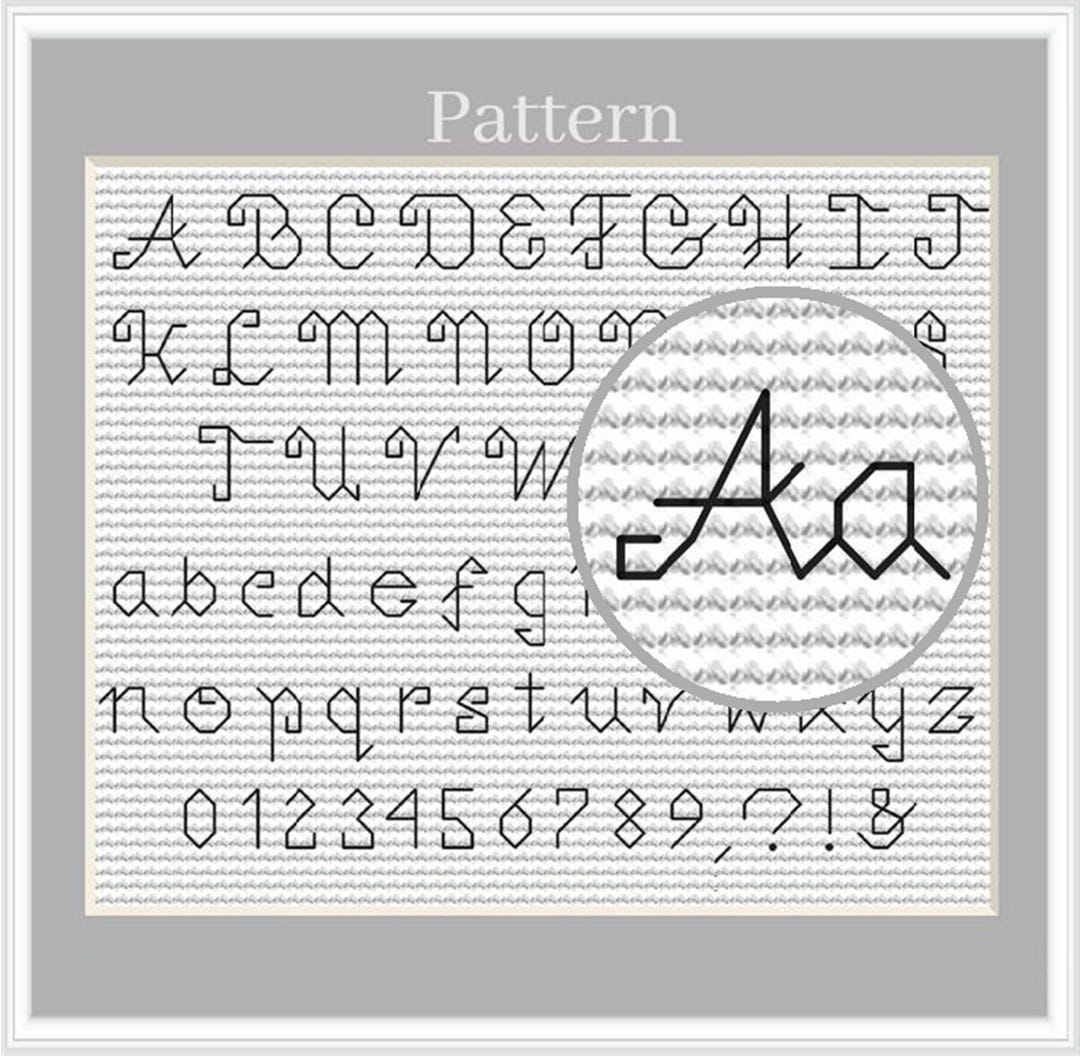 Backstitch Alphabet сross Stitch Pattern With Cursive Letters and ...