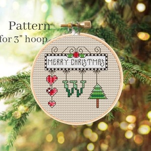 Monogram ornament cross stitch pattern for 3 inch hoop with ABC chart, Monogram fonts, Cross stitch ornament, Cross stitch letters