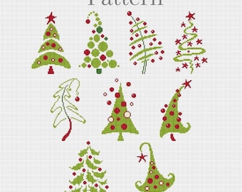 Small Christmas tree set cross stitch pattern
