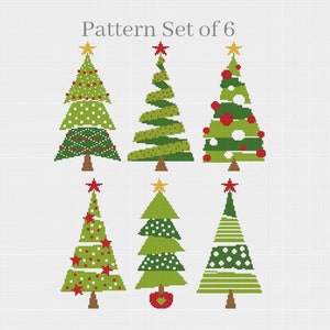 Kleines Kreuzstichmuster mit Tannenbaum, handgesticktes Stickmuster