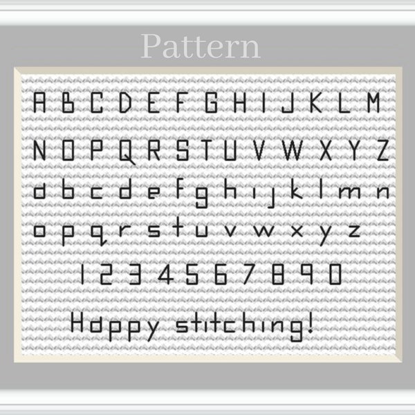 Small cross stitch font, Backstitch alphabet, Tiny alphabet, Cross stitch letters