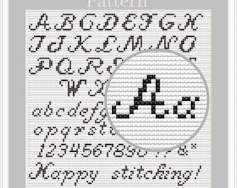 ABC KREUZSTICHBILDER アルファベット　クロスステッチ Cursive Alphabet Cross Stitch Pattern, Cross Stitch Font, Cross