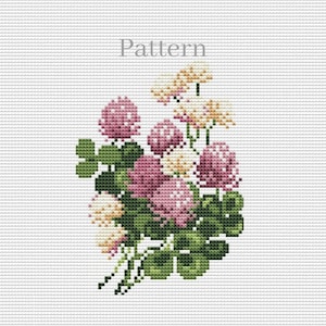 Clover cross stitch pattern, Floral cross stitch, Wild flowers hand embroidery pattren