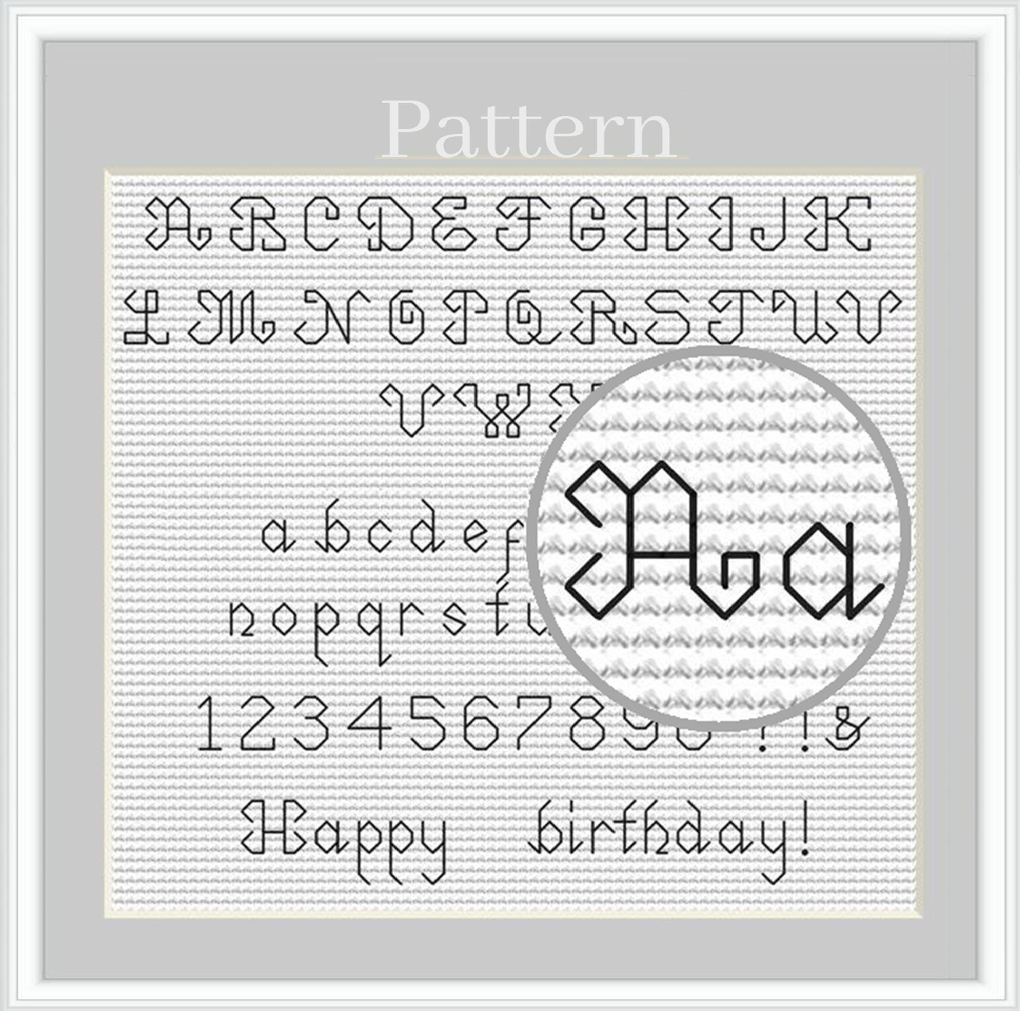 Cursive Crochet Patterns Cursive Alphabet Cross Stitch Pattern With Small Backstitch Letters and ...