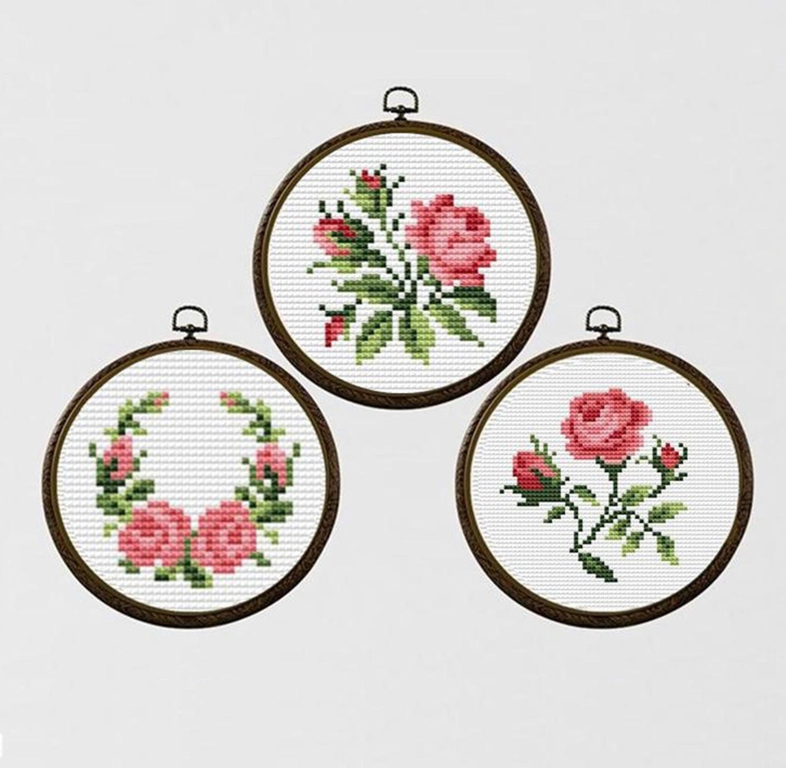 Small Roses Cross Stitch Pattern, Vintage Rose Cross Stitch Borders ...