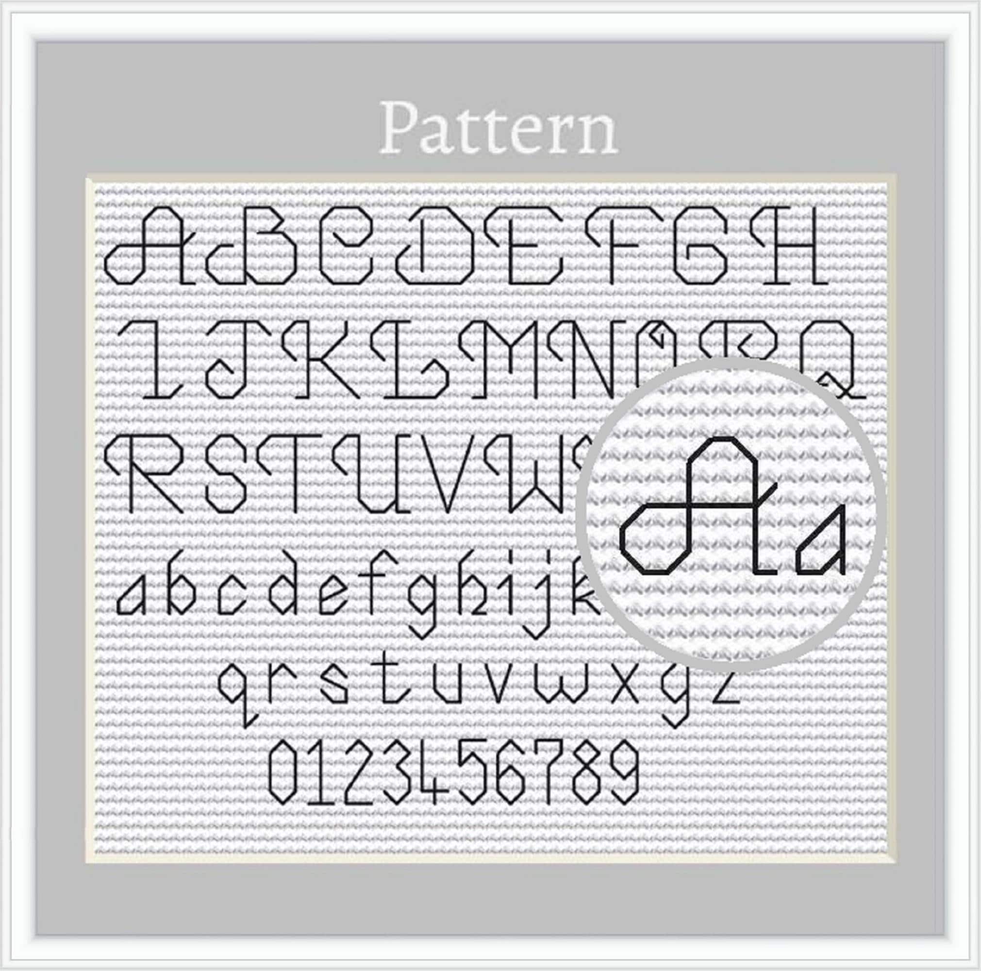 Cross Stitch Alphabet Pattern With Letters and Numbers, Backstitch ...