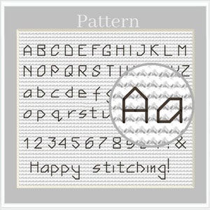 Small alphabet chart cross stitch pattern Backstitch alphabet Cross stitch font