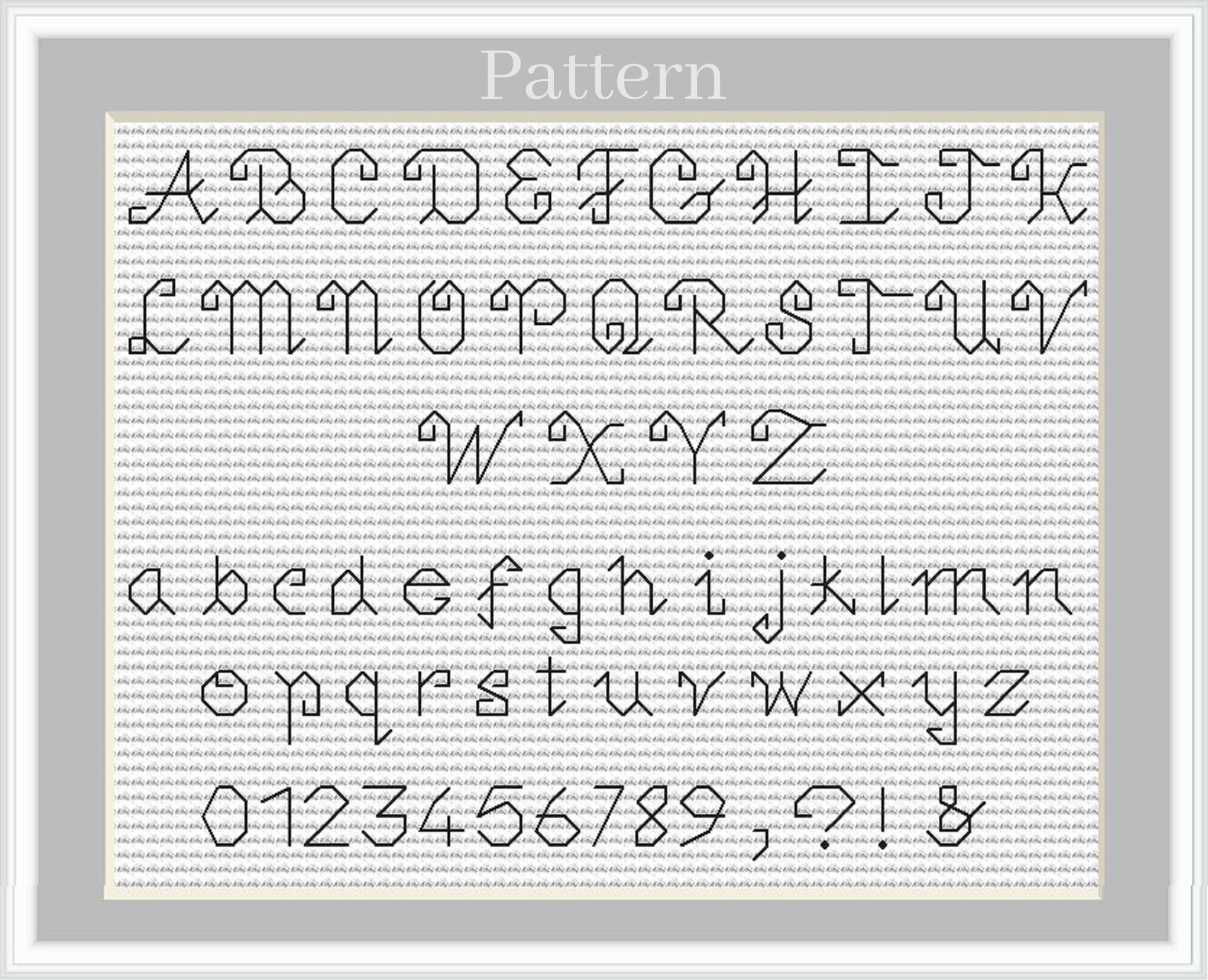 Backstitch Alphabet Cross Stitch Alphabet Cross Stitch Font Etsy UK