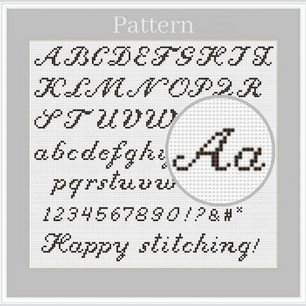 Cursive alphabet cross stitch pattern, Cross stitch font, Cross stitch letters, Cross stitch numbers