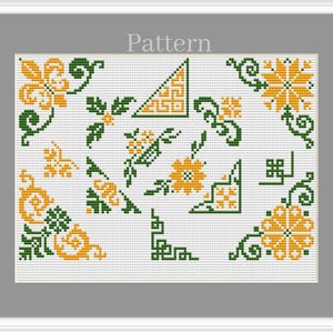 Cross stitch corners, Cross stitch borders, Floral border embroidery, Cross stitch frames