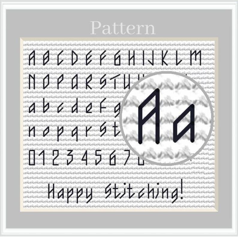 Backstitch Alphabet Cross Stitch Pattern With Small Letters and Numbers ...