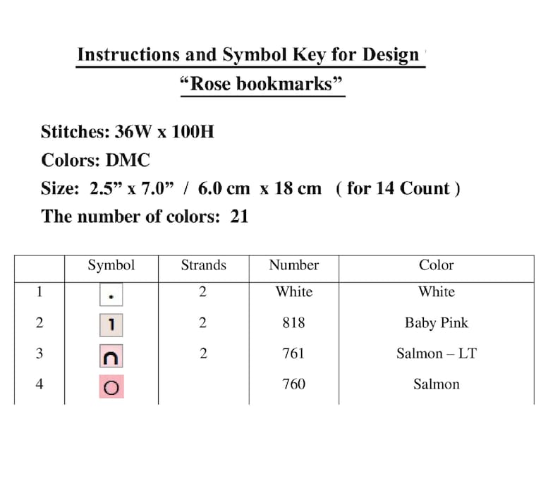 Rose Cross Stitch Bookmark Pattern Floral Bookmark Set Etsy