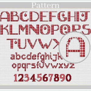 Christmas alphabet cross stitch pattern, Cross stitch letters Cross stitch fonts Monogram fonts