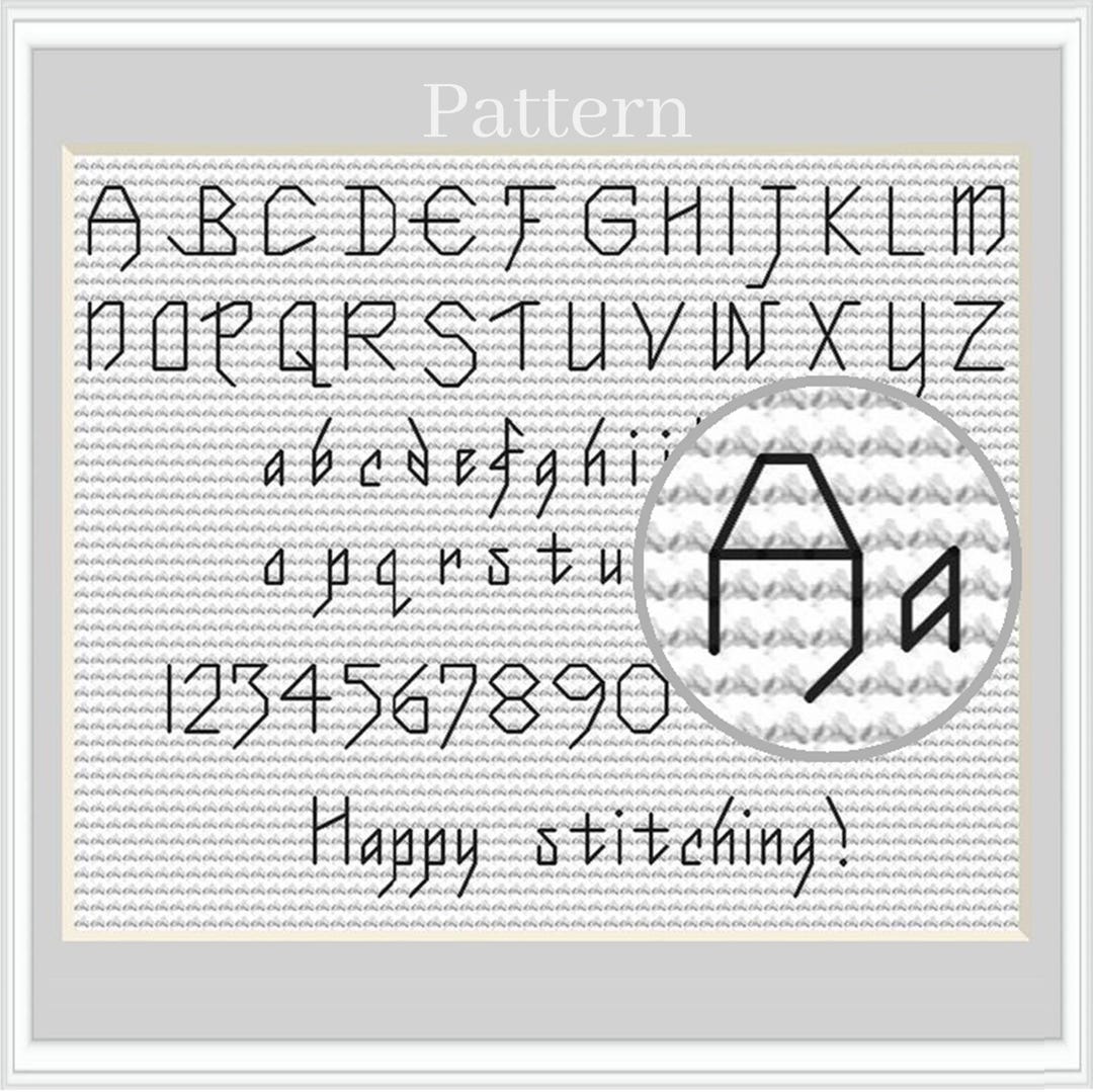 Backstitch Alphabet Cross Stitch Pattern With Small Letters and Numbers ...