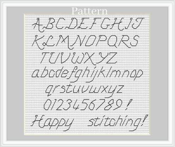 Backstitch Alphabet Cursive Font Cross Stitch Pattern Cross - Etsy