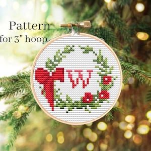 Monogram ornament cross stitch pattern with ABC chart, Monogram fonts, Initial ornament with letters for personalization