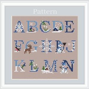 Cross stitch letters, Christmas alphabet chart cross stitch pattern for personalization, Christmas monogram letters for custom ornaments