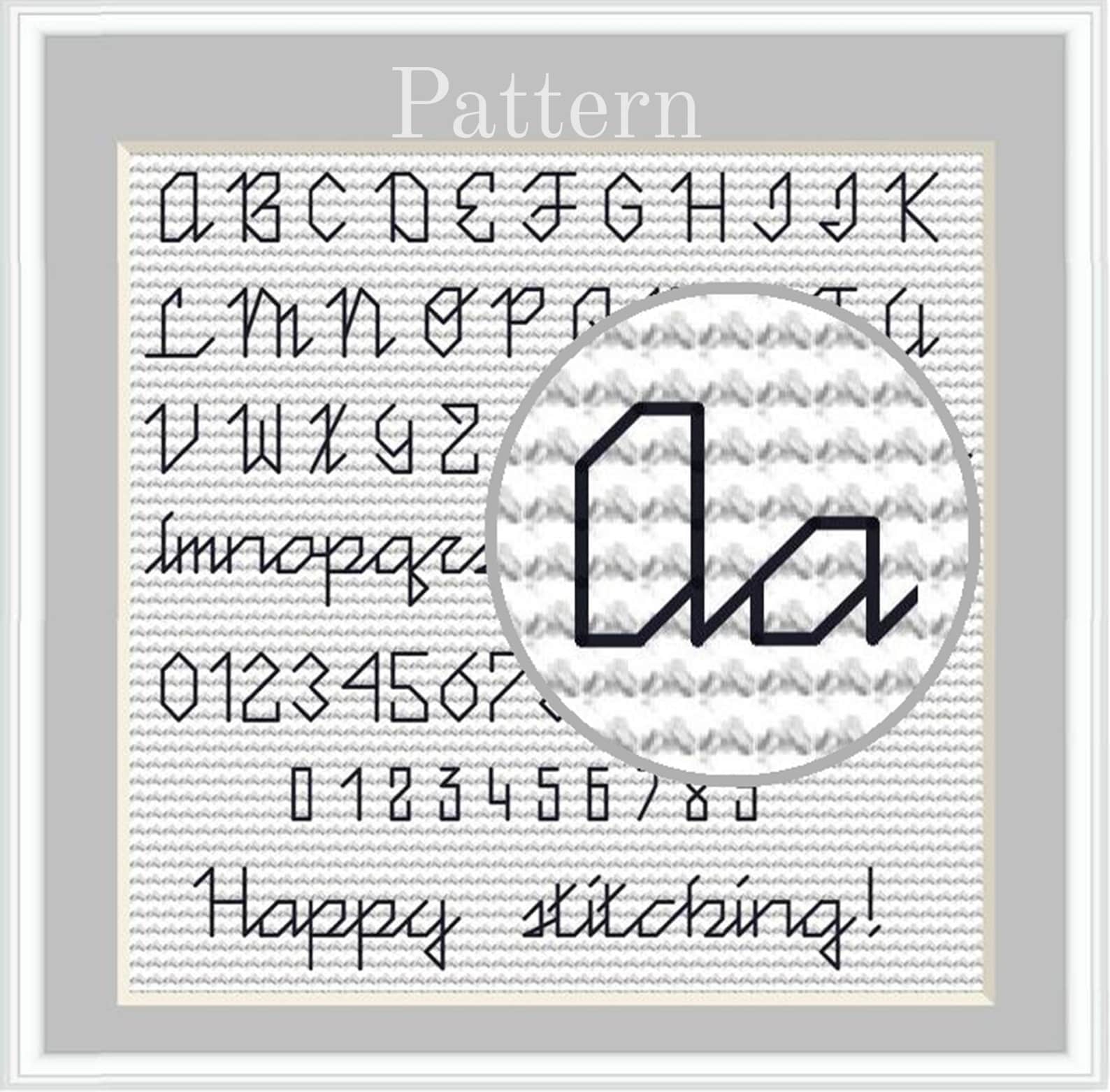 Backstitch Alphabet Pattern With Counted Cross Stitch Cursive Letters ...